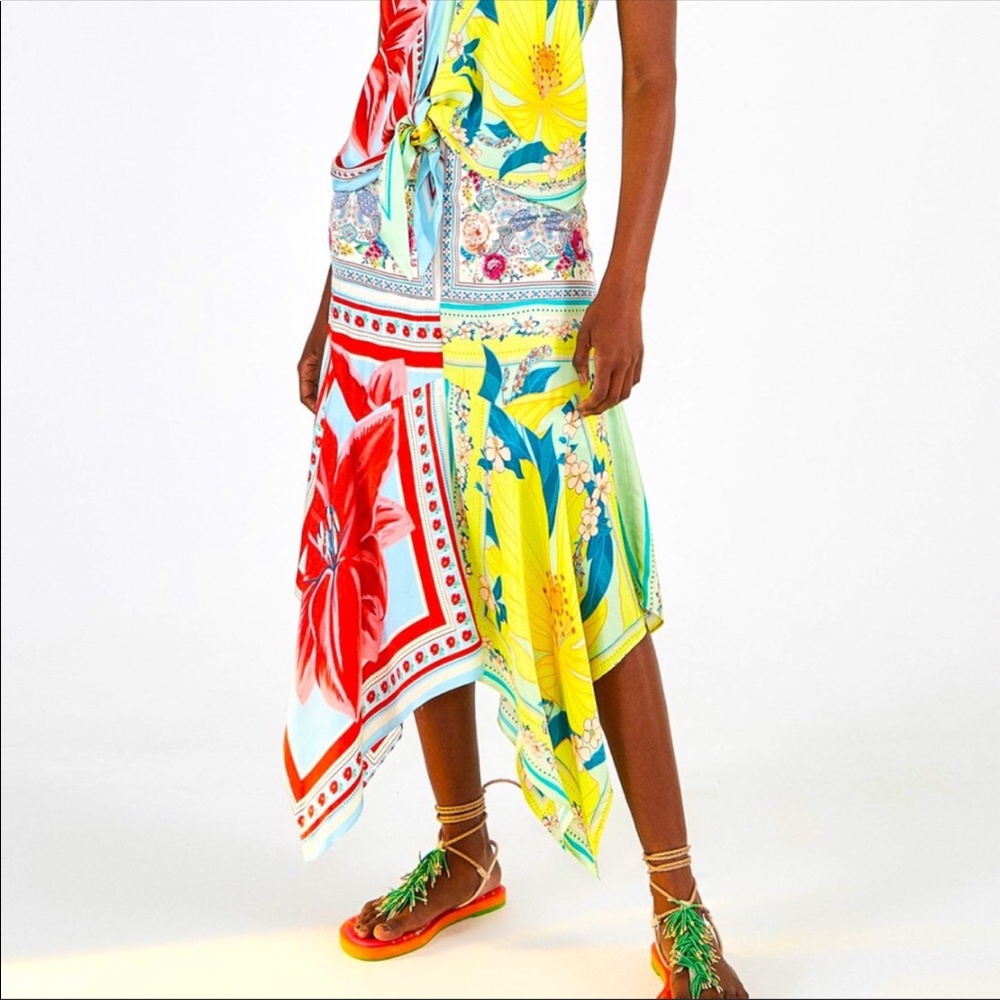 NWT Farm Rio mixed print midi skirt